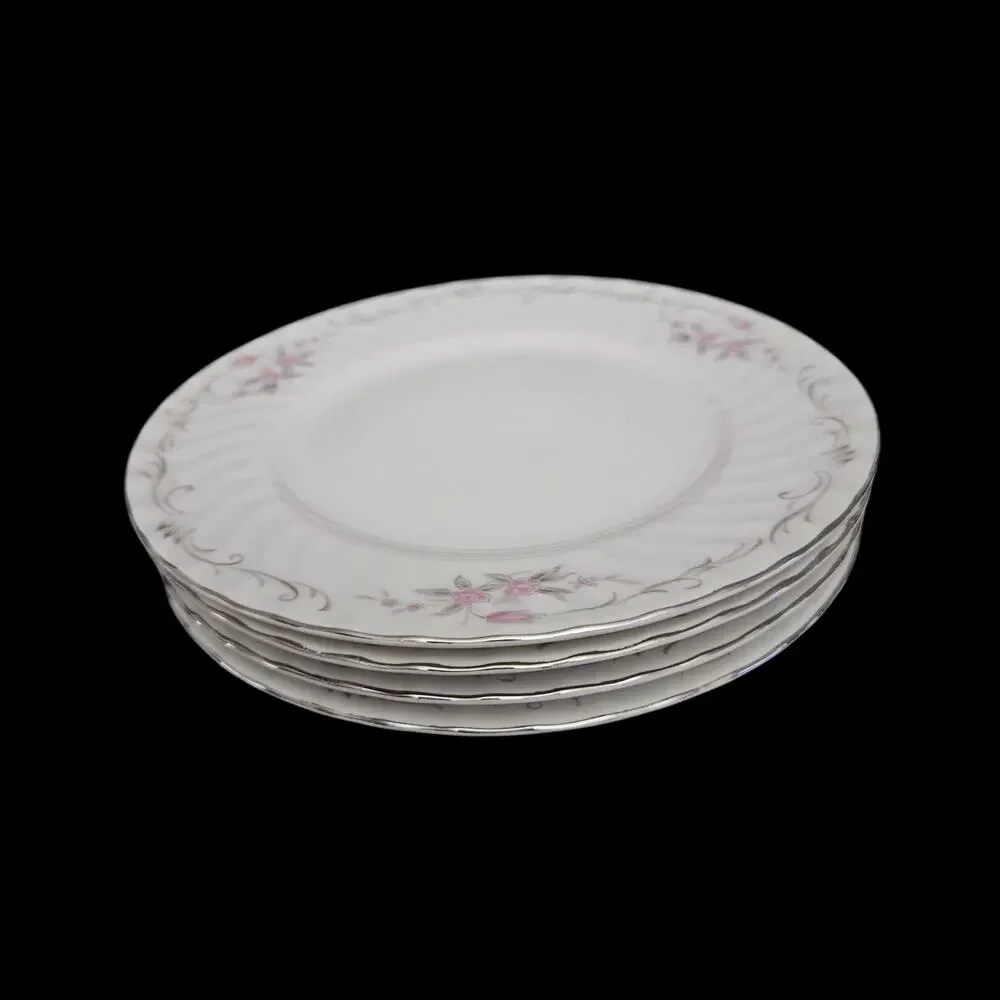 Gold Standard Japan Pink Floral Porcelain Bread Plates Set of 4 Vintage